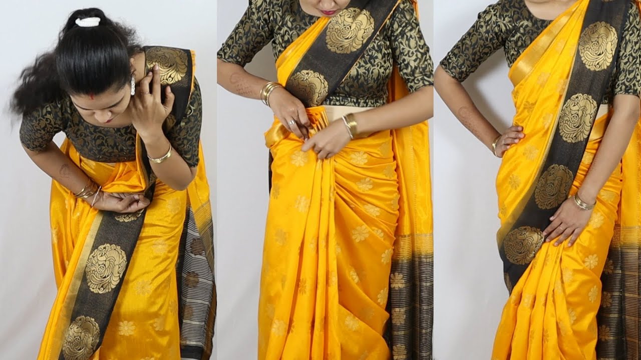 How to wear silk saree step by step for weddings | सिल्क की साड़ी को टाइट फिटिंग के साथ कैसे पहने