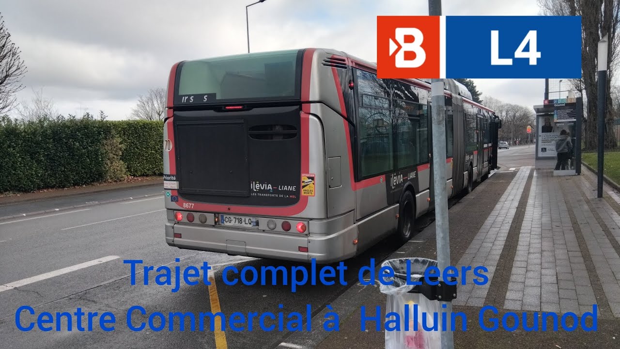 Bus Liane 4 ilevia citelis 18 GNV n°8677 Trajet complet de Leers C.Commercial a Halluin Gounod 
