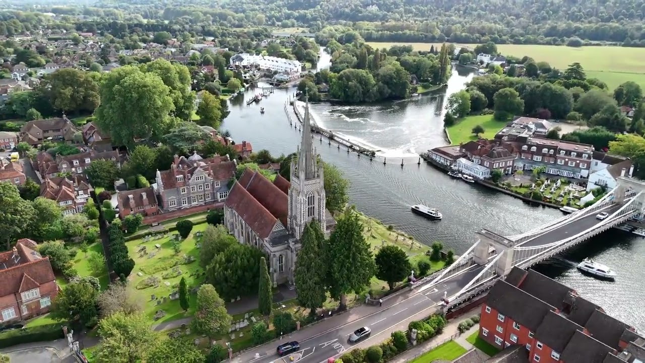 All Saints Church, Marlow, UK, Drone Aerial Cinematography
