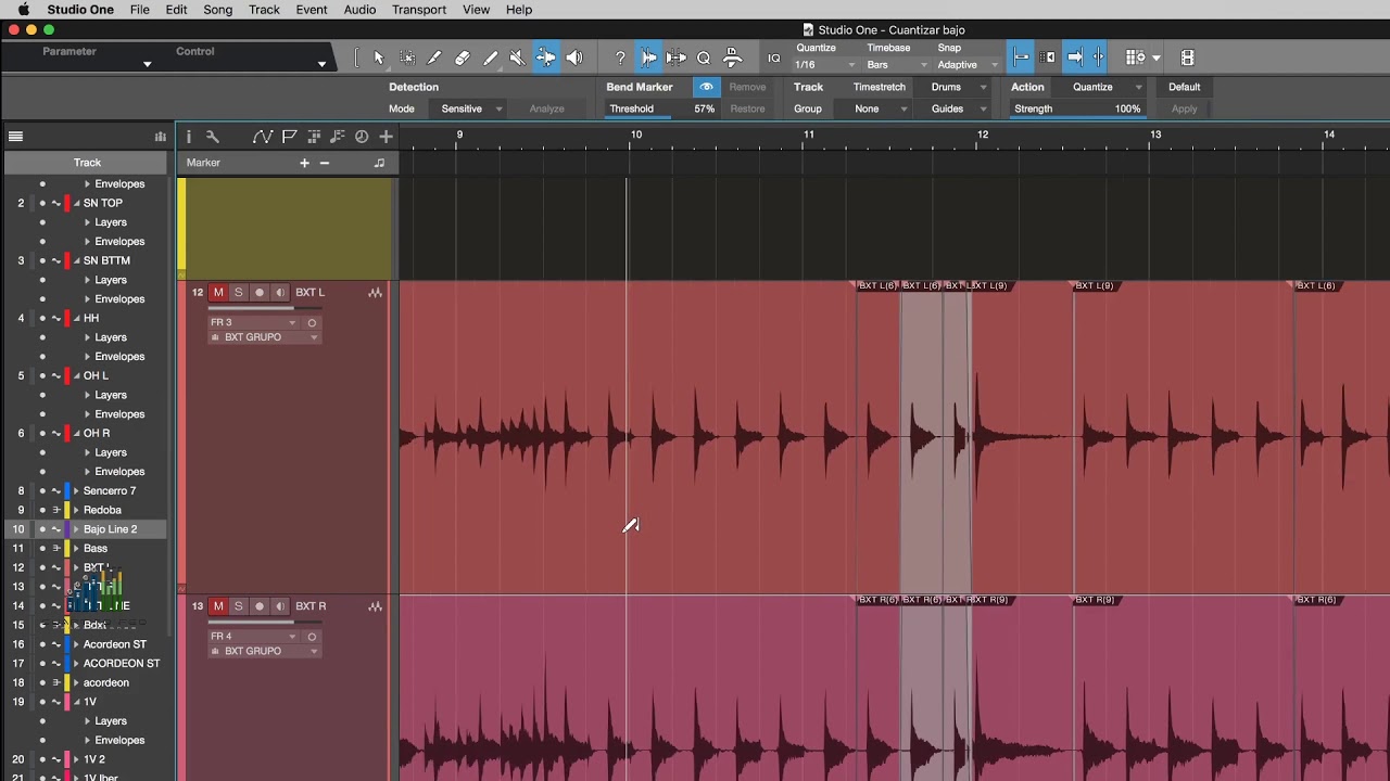 Como Cuantizar el Bajo en Studio One