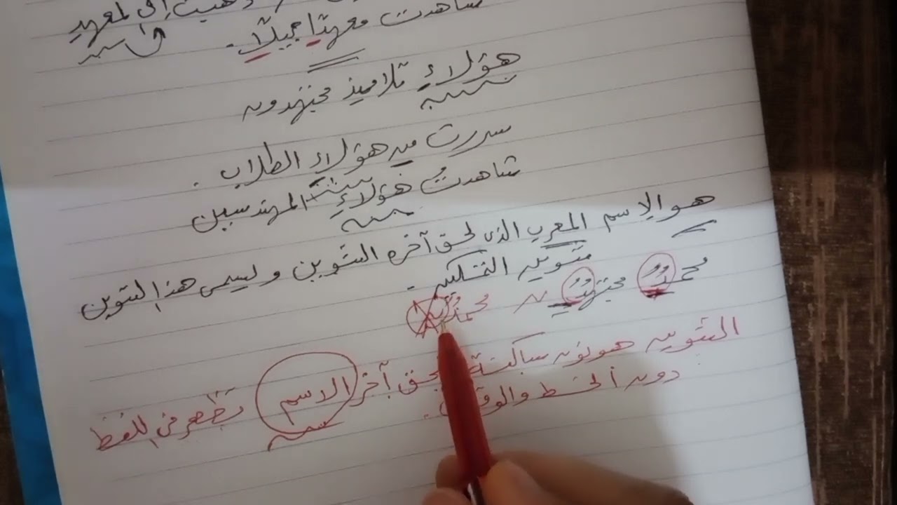 شرح درس تقسيم الاسم المعرب إلى منون وغير منون للصف الاول الاعدادي الأزهرى