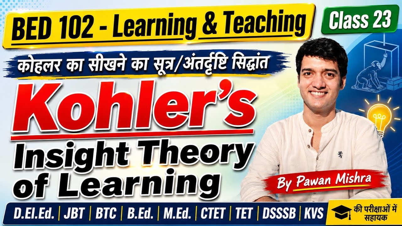 Kohler Insight Theory of Learning | Learning Theory | Learning and Teaching | By Pawan Mishra |