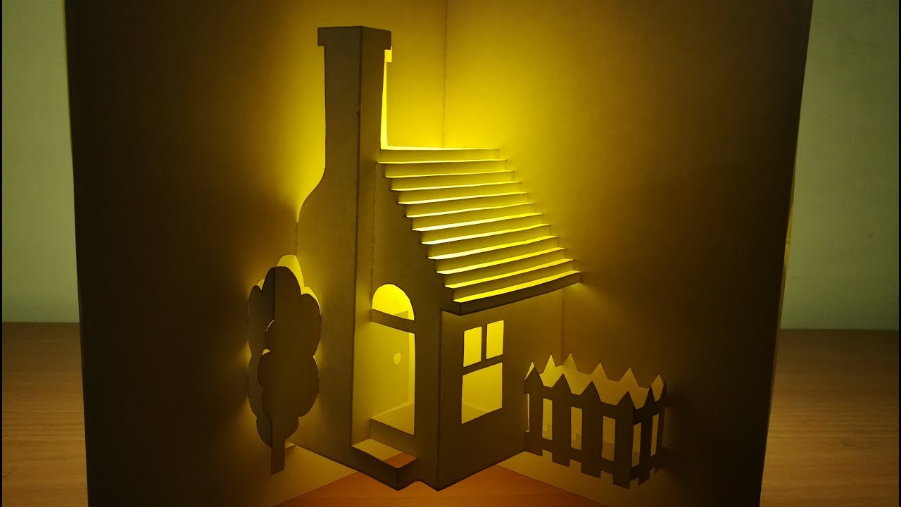 3d house card｜Pop up card｜paper art｜Origami Architecture｜kirigami art｜3d房屋卡片 #4