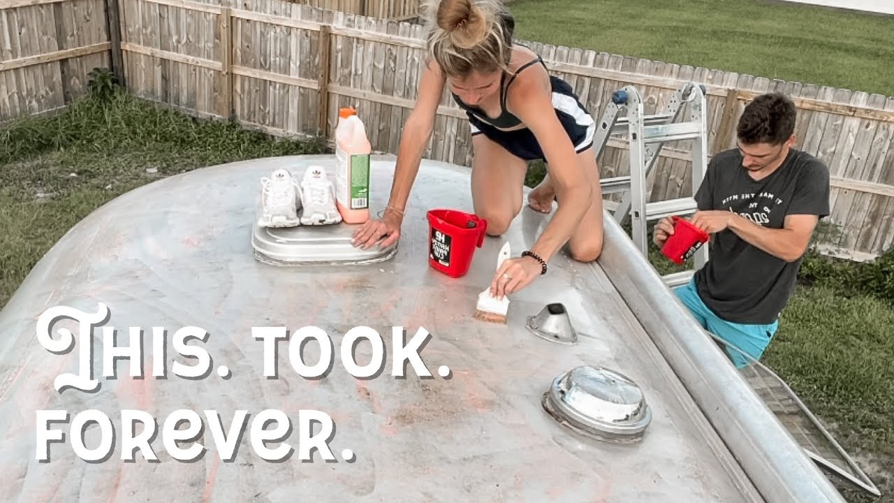 stripping the clear coat off our 1979 airstream! (ep.18)
