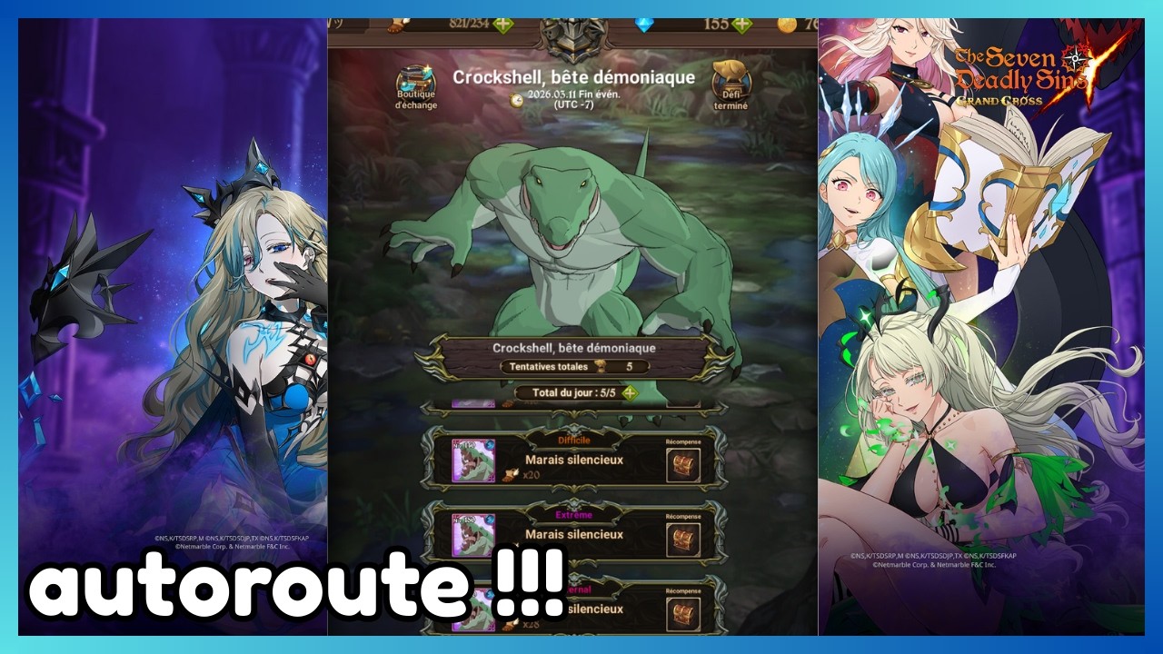 les meilleurs teams contre le boss crockshell (relique monspiet) en infernal !! / 7DS Grand Cross