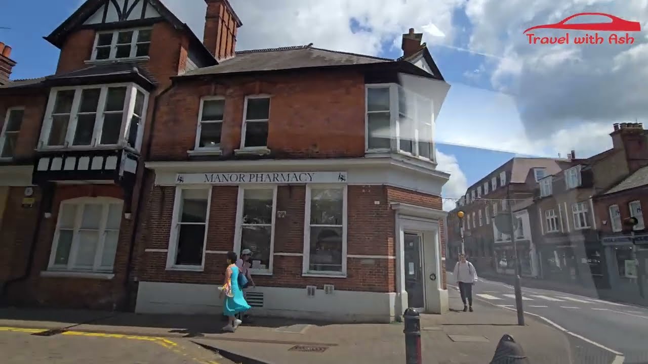 Drive through Harpenden town centre. Hertfordshire UK