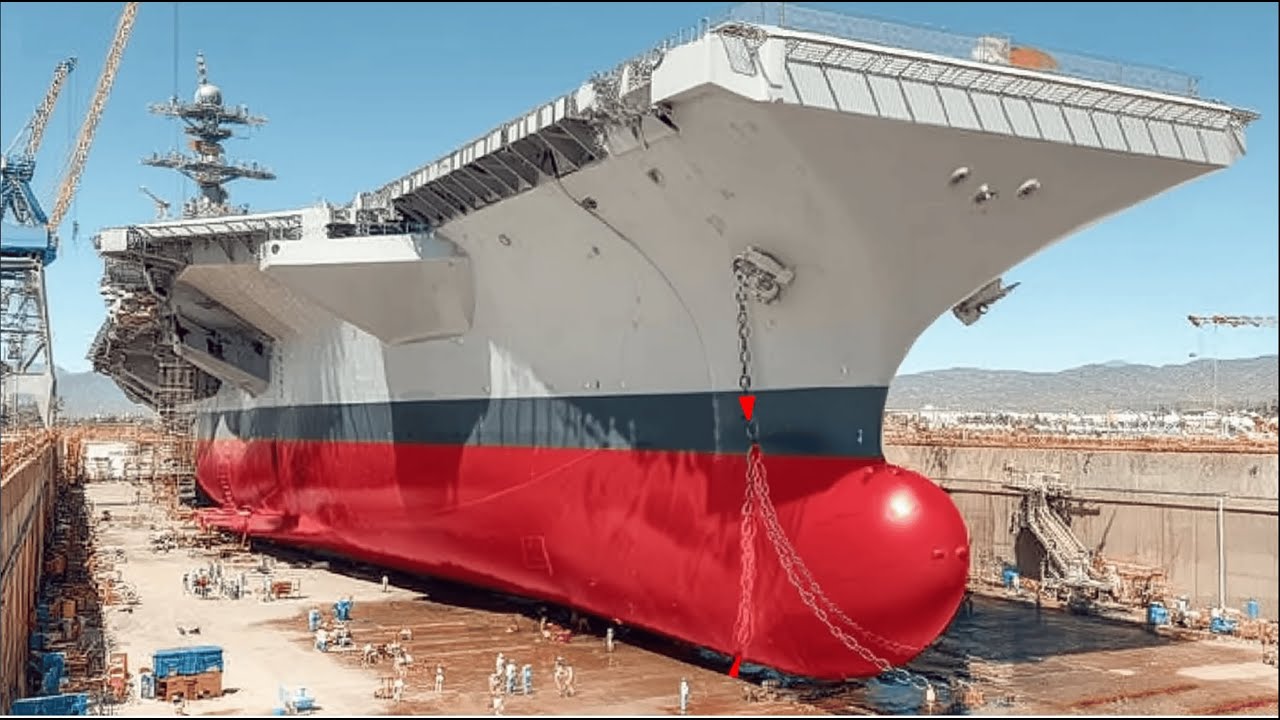 Как США выводят на воду гигантский авианосец после масштабного ремонта в сухом доке