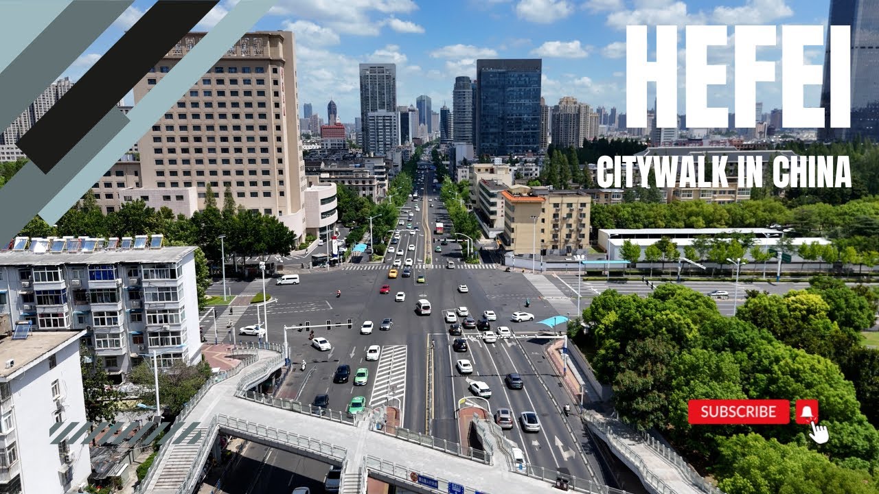 Use drone to shoot city scenery video, in Hefei City Ring Park