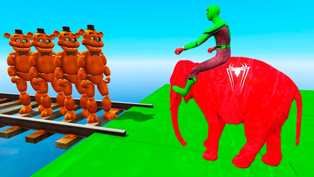 GTA 5 | Crazy Ragdoll - Spiderman On Rainbow Bridge With Minions (Funny Fails Compilations) 1