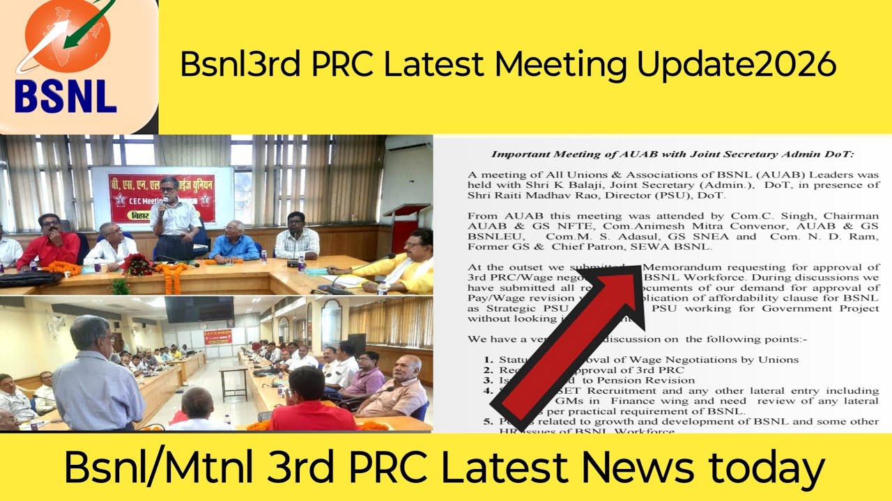Bsnl 3rd PRC Latest News today 2026 | Bsnl/Mtnl Pension revision Latest News today | 3rd prc bsnl 