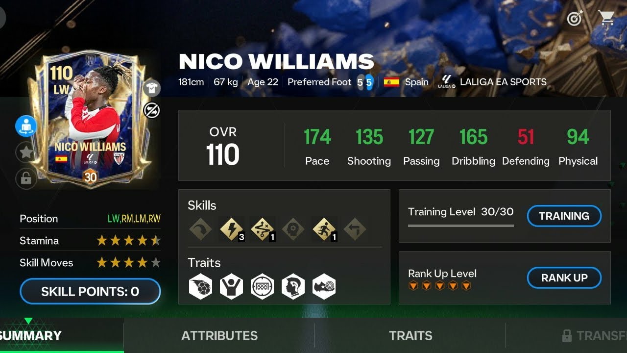 The Best Review of Nico williams(HM)TOTY card in fc mobile.Is he the best LW for H2H?