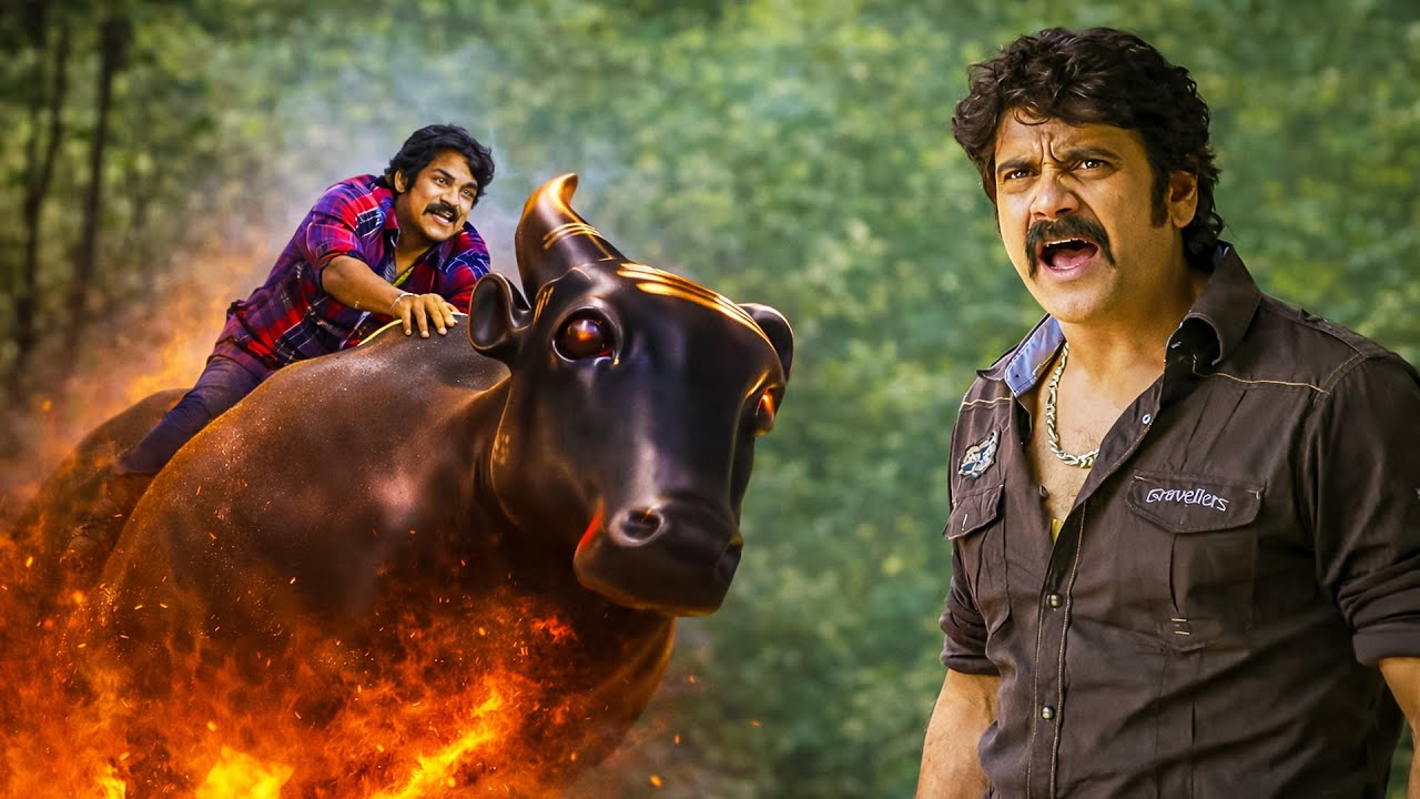 देखिये कैसे शंकर भगवान के नंदी ने बचाया Nagarjuna को | Shiva The Super Hero 2 Thriller Action Scene