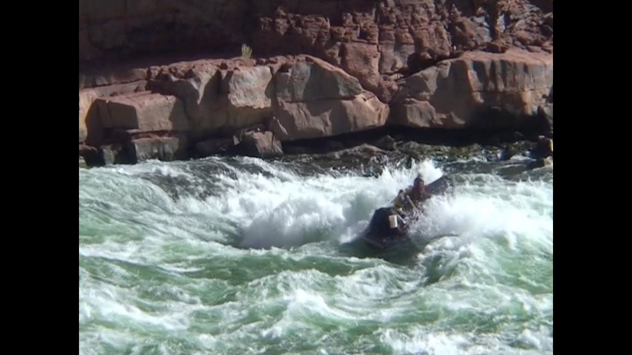 6 Rafts 2 Kayaks Running House Rock Rapid on the Grand Canyon