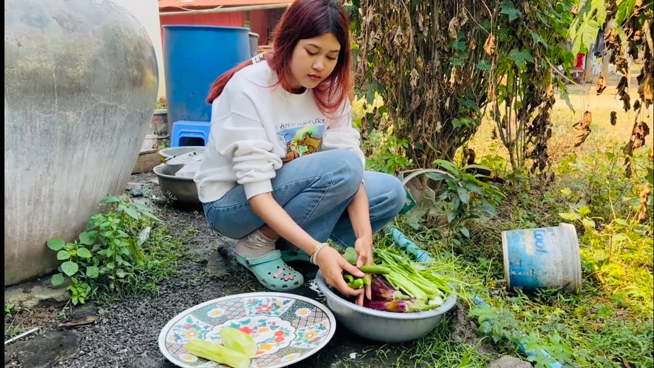 This traditional Khmer Tuk Kroeung features a variety of fresh vegetables from our garden