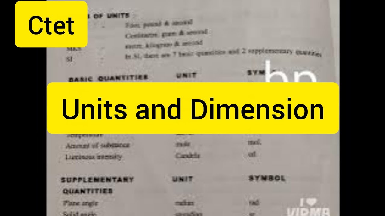CTET preparation study vlog kannada Units and Dimension Key notes with explanation#ctet #Studywithme