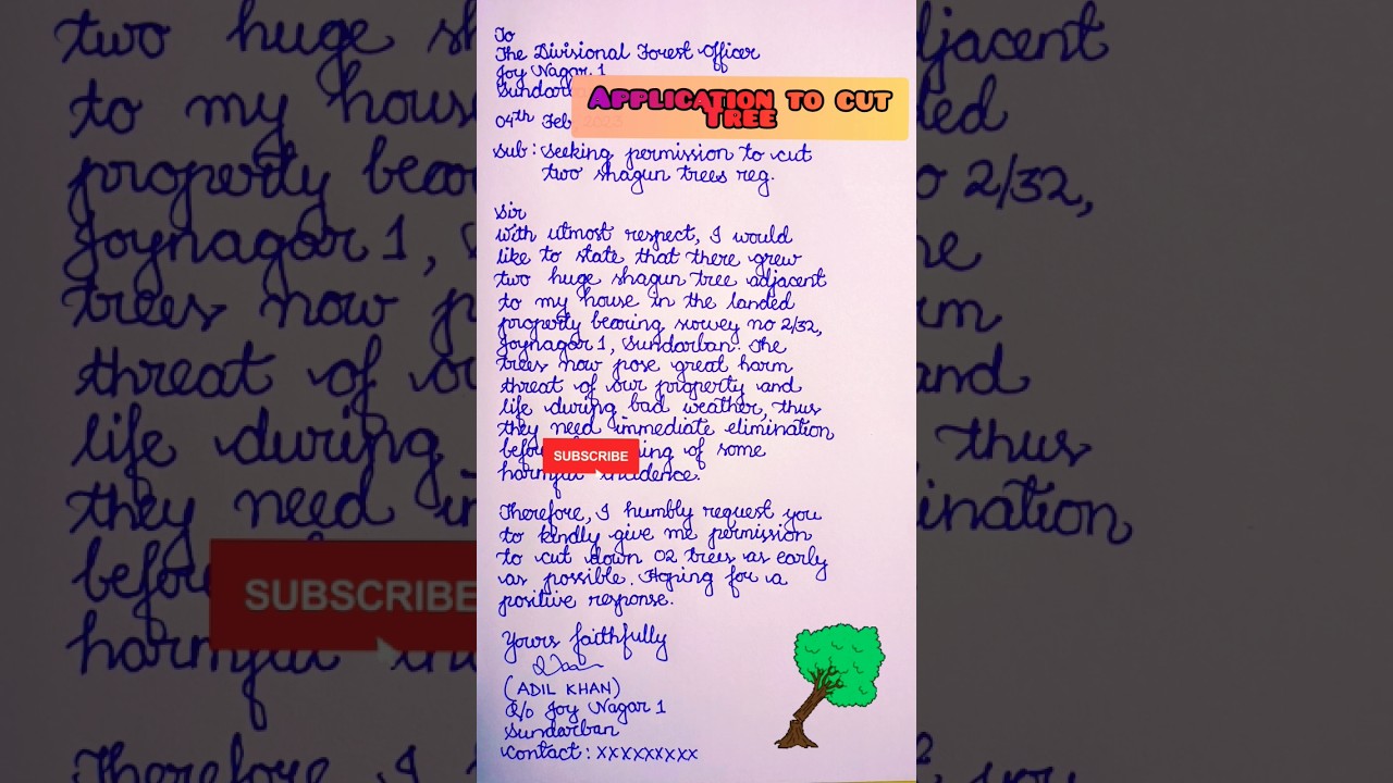 Application to cut tree| How to write letter to cut huge tree in your area