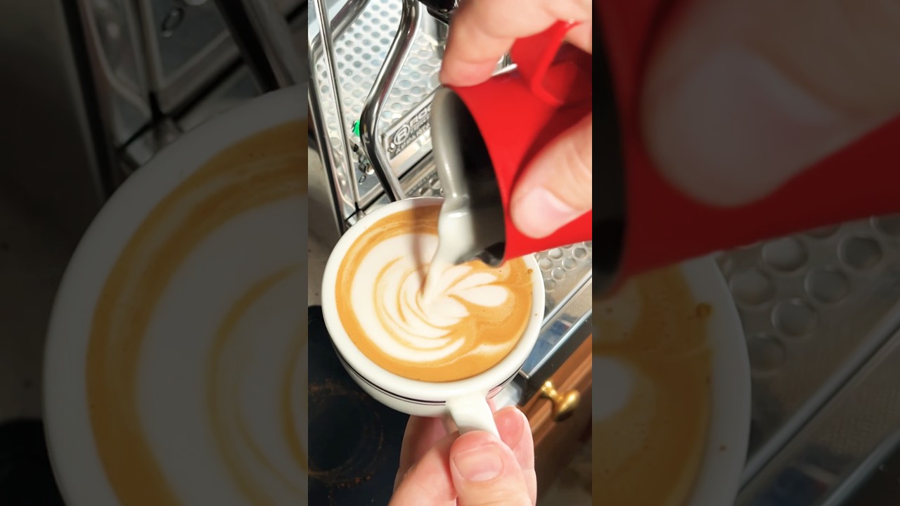 Making a cappuccino and working on 
