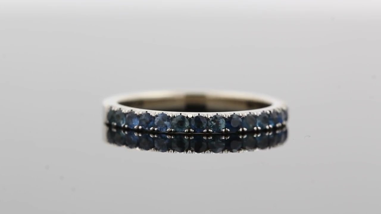 Anillo oro blanco 18k adornado con zafiros engastados. SK102WZ1