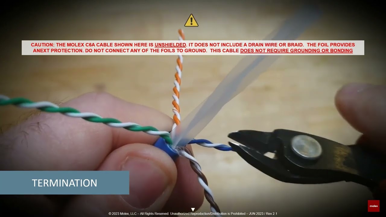 Termination Process: C6A Keystone Jack, U/UTP Cable and 110 tool