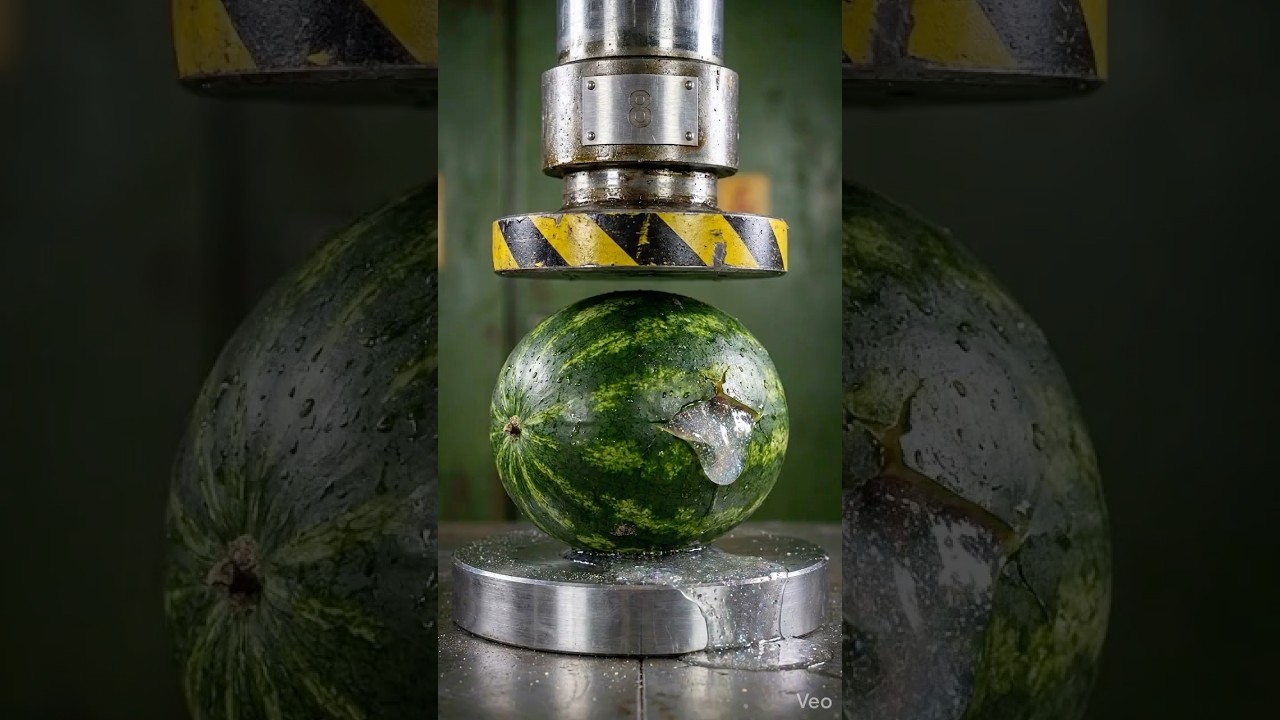 Hydraulic Press Crushing | Poisonous Watermelon #poison #watermelon  #asmr #mustwatch #satisfying