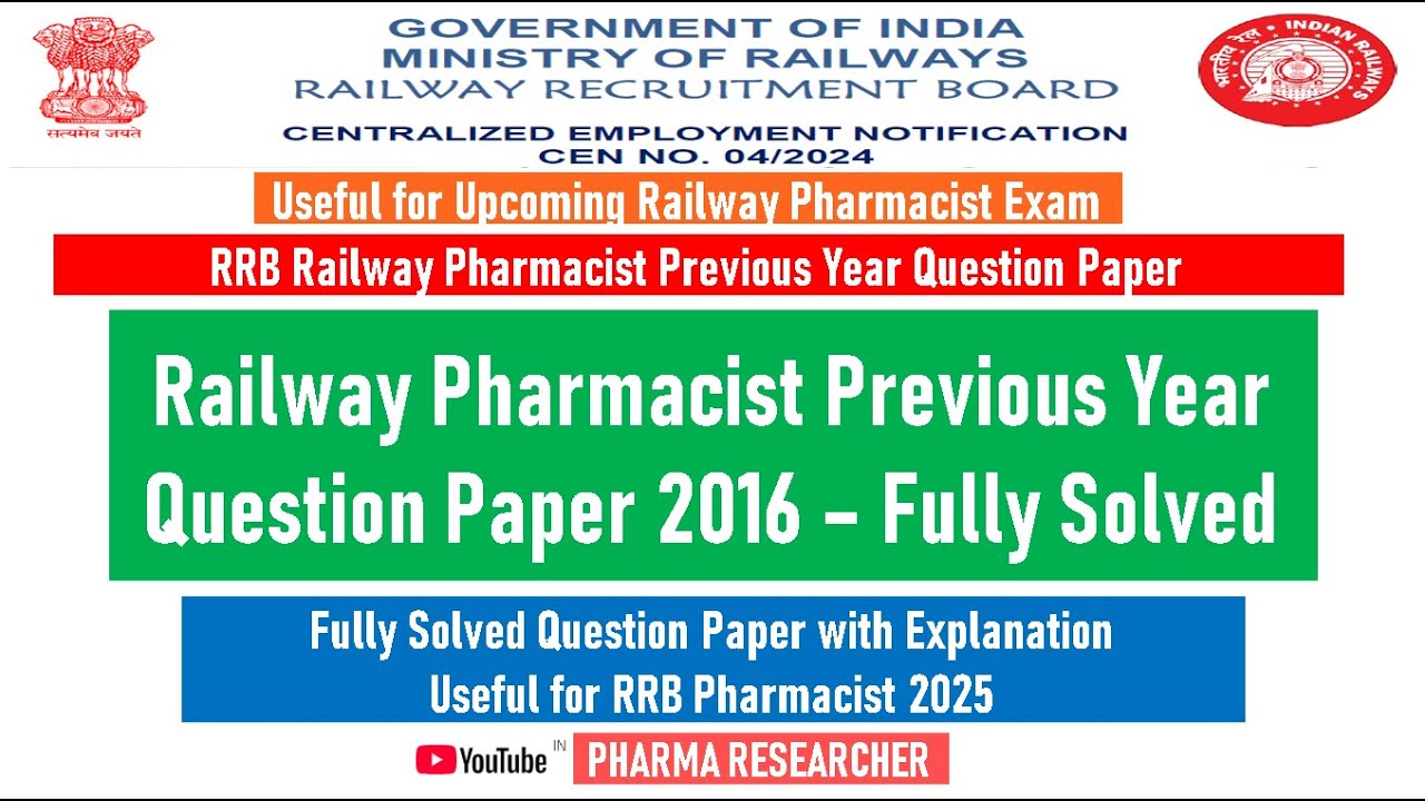 Railway Pharmacist previous year question paper 2016 II Preparation strategy