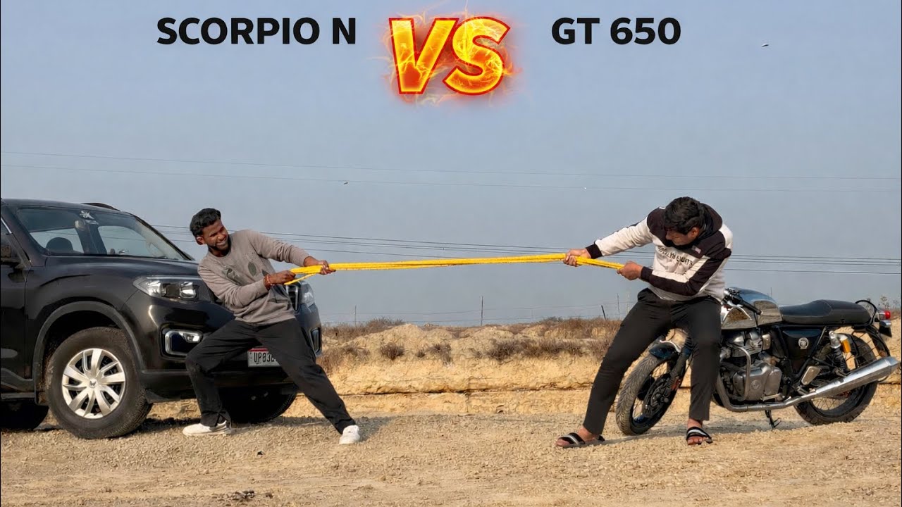 GT 650  ने Scorip N को खींच लिया? 😳 | Car vs Bike Tug of War 🔥