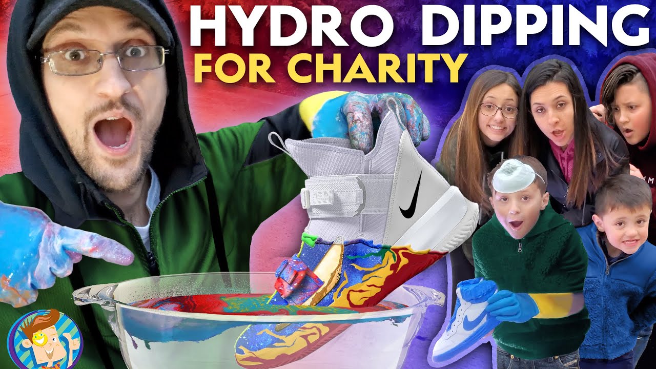 HYDRO DIPPING for CHARITY!  McDonalds Fries, AirPods, NIKE, Book & Hydro Flask (FV FAMILY Challenge)
