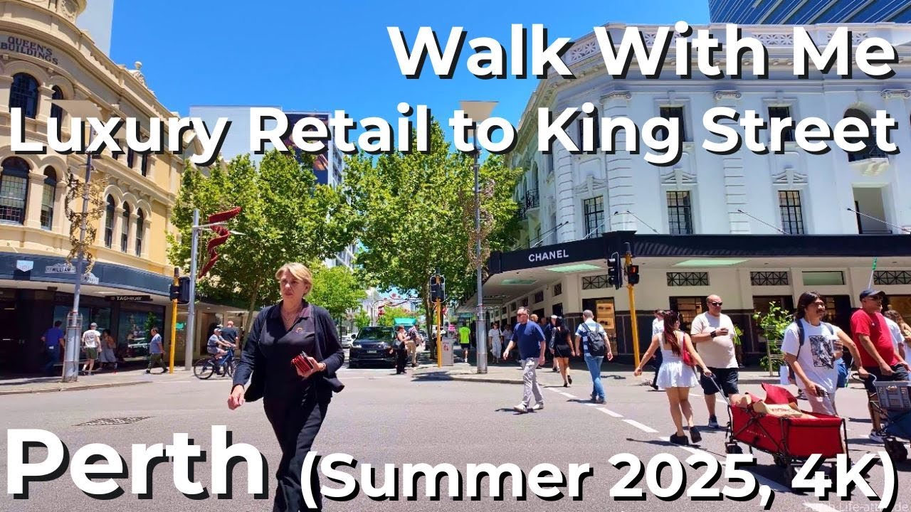 Perth CBD Walk 2025 Summer &mdash; Luxury Streets from Murray Street Mall to King Street (4K)