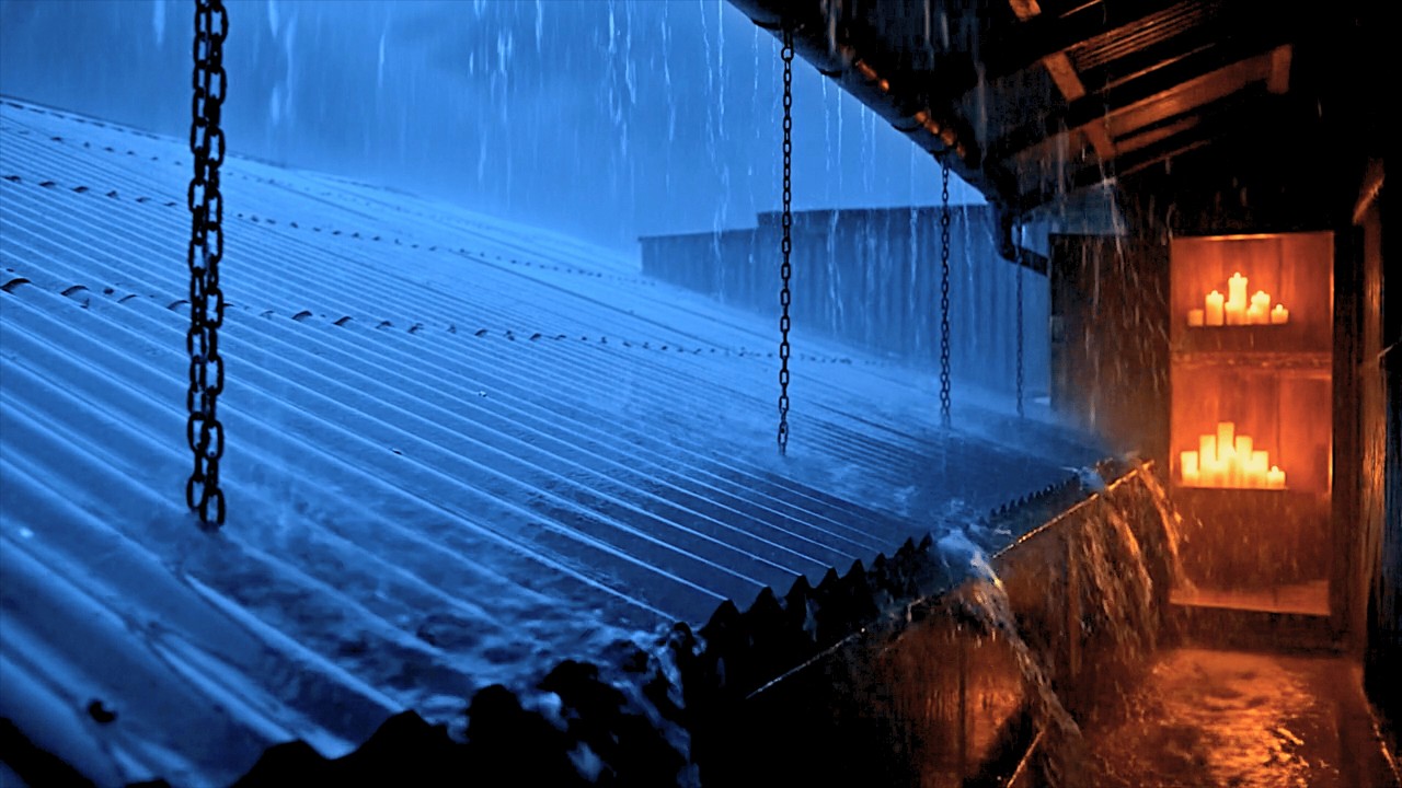 Som de Chuva para Dormir Melhor | Barulho de Chuva e Trovões Suaves no Telhado em Noite Calma