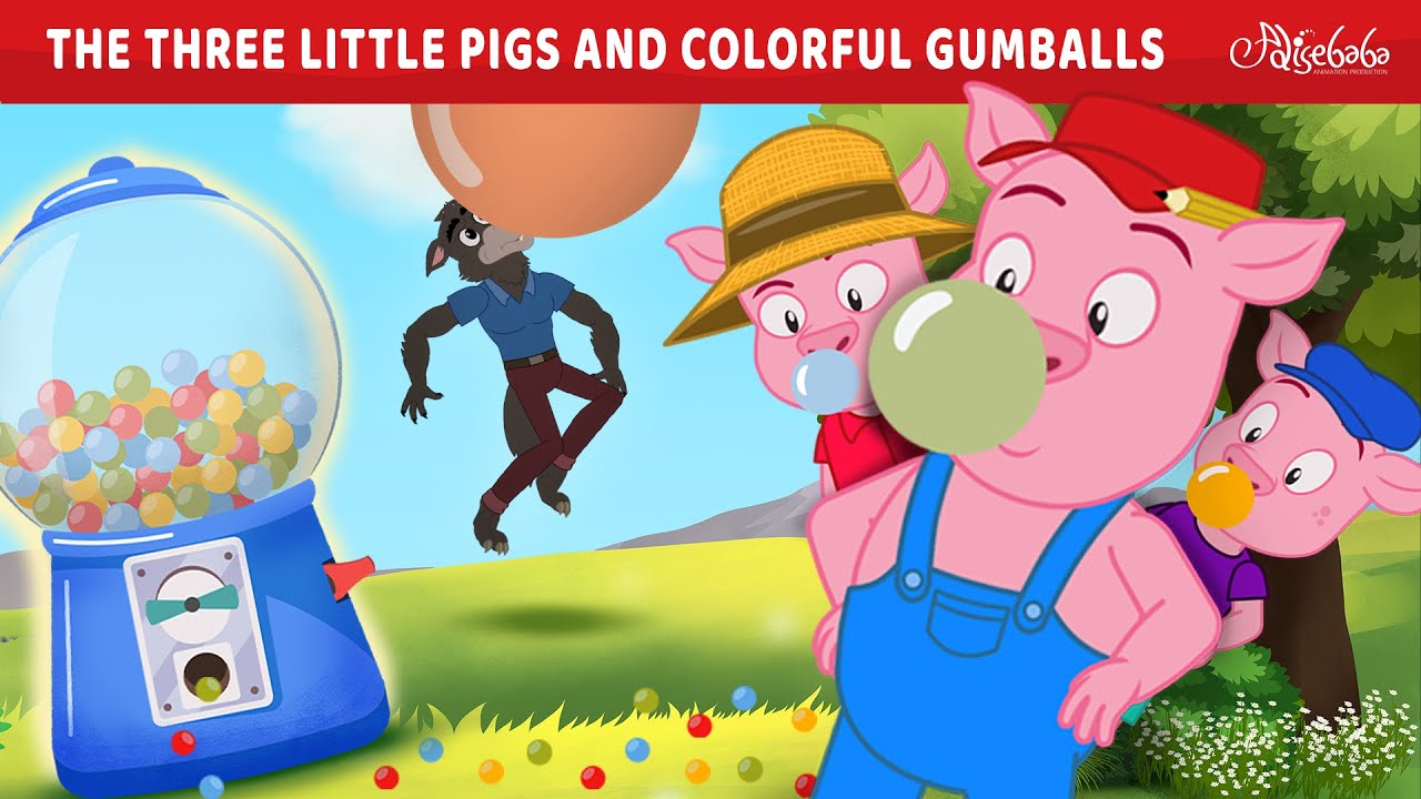 Three Little Pigs and Colorful Gumballs 🐷 | Bedtime Stories for Kids in English | Fairy Tales
