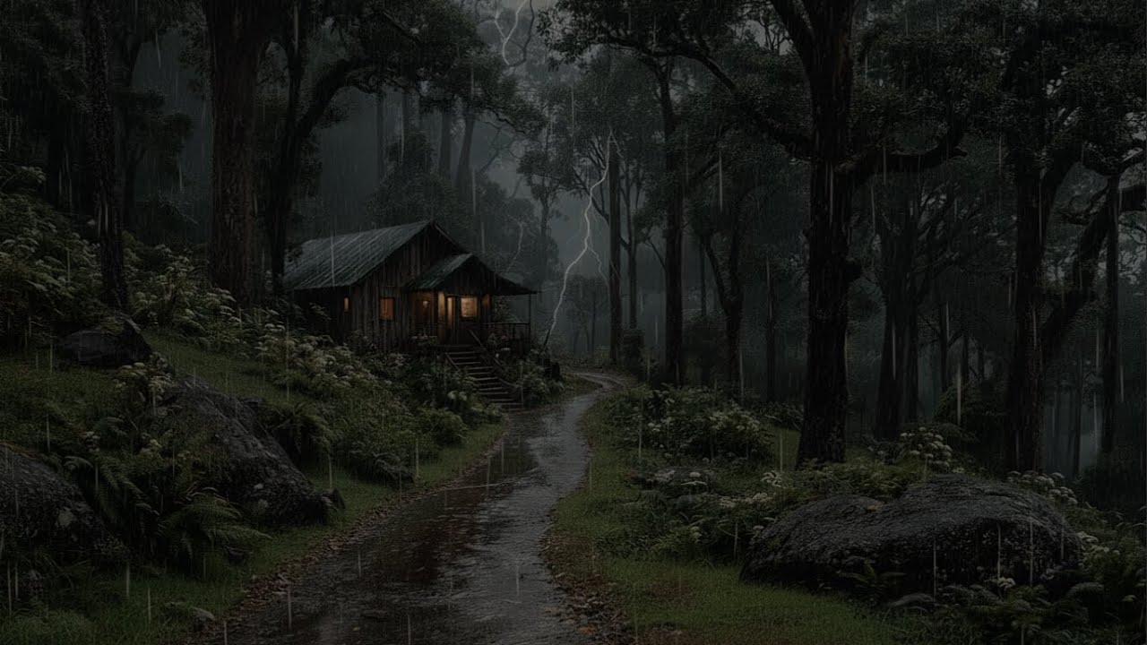 Rain Sounds on Window with Calm Thunder 🌧 Cozy Room for Sleep & Relax