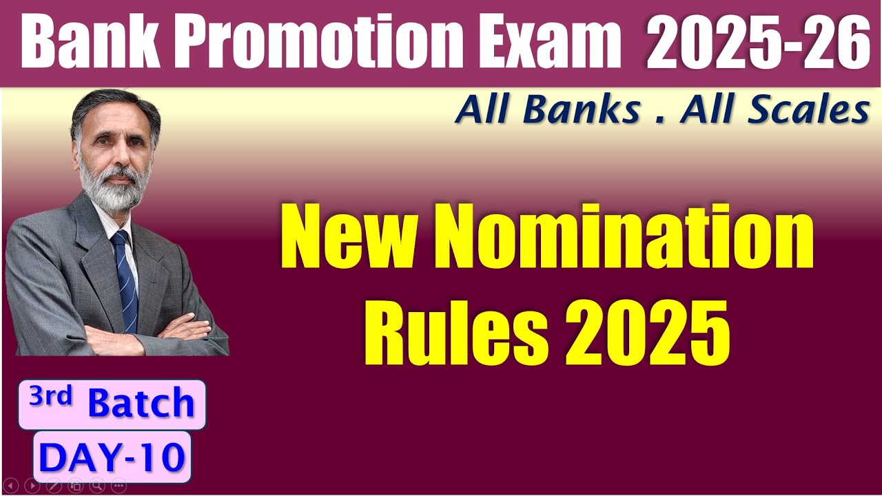 BANK PROMOTION EXAM 2025-26 : New Nomination Rules 26.10.25 (6.15am) #nstoor