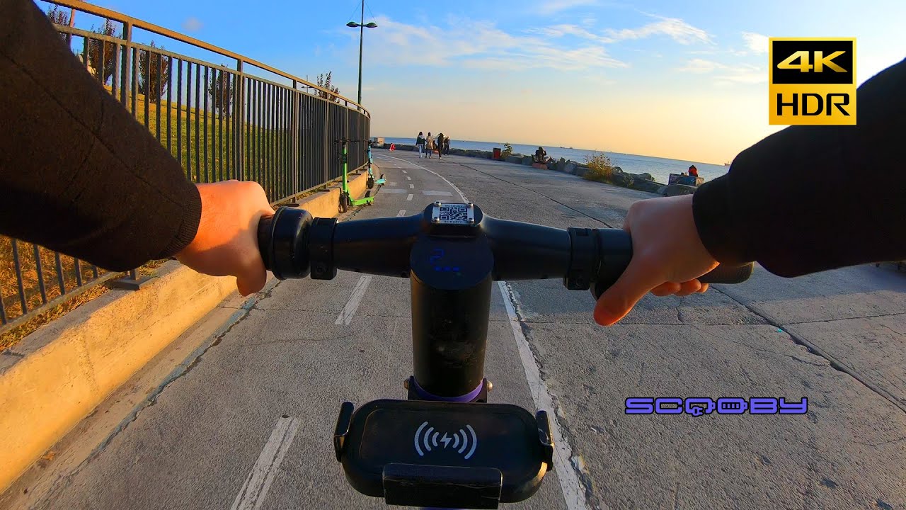 "Scooby" Okai ES400 Electric Scooter To Rent - Istanbul Florya Ride (Environment Sound Only) 4K