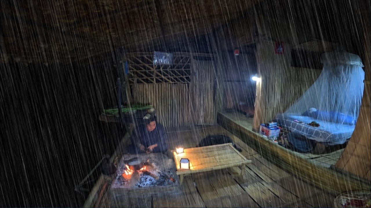 Жизнь в лесу и поле EP.291 Сильный дождь, прохладная погода, комфортный сон