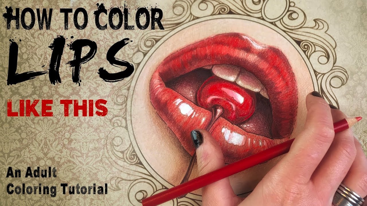 How to Color Beautiful Full Lips / with colored pencils
