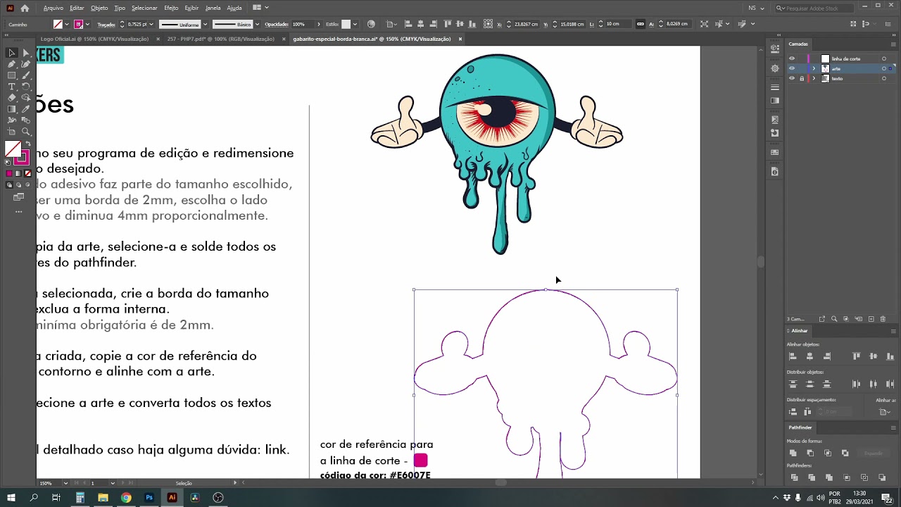 Como preparar o adesivo com o corte contorno especial no Illustrator