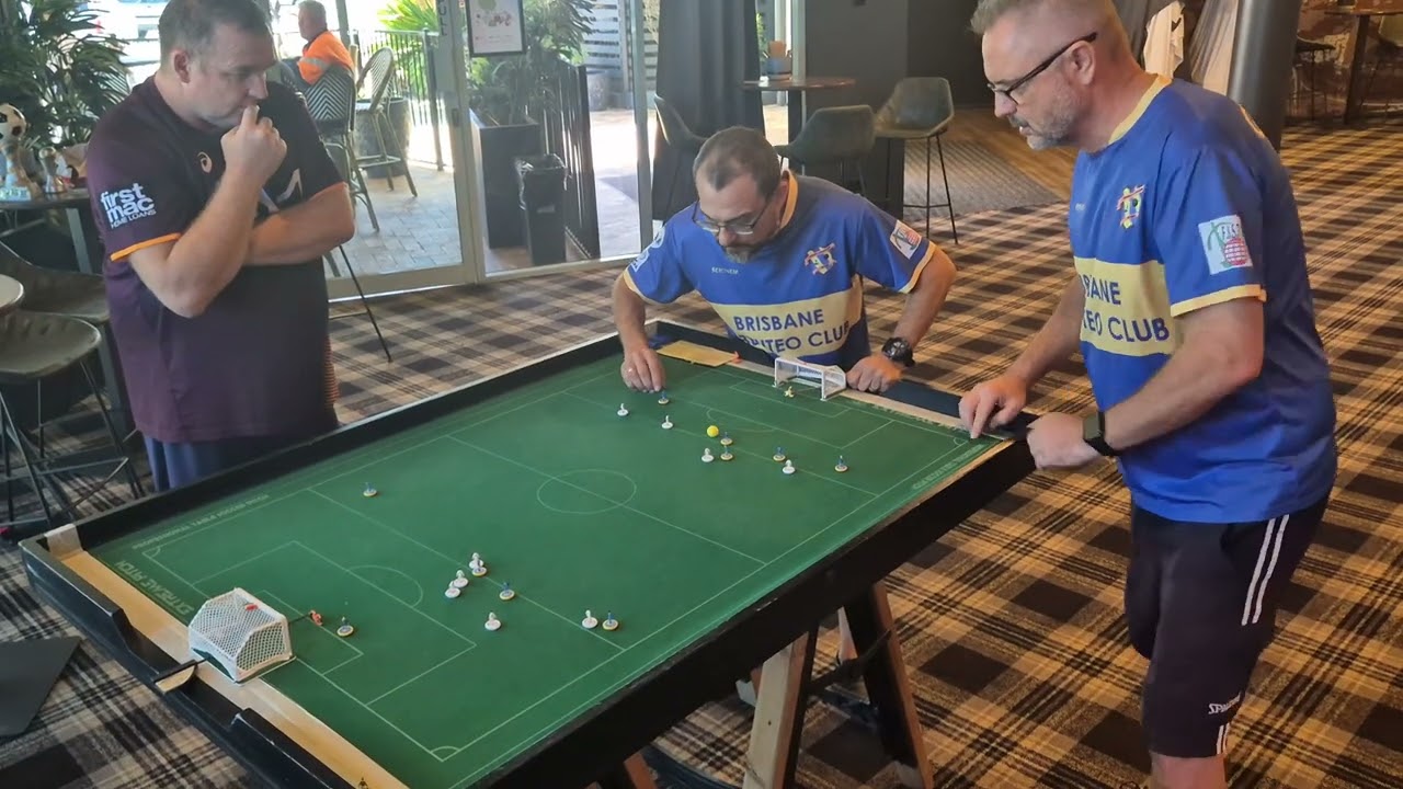 Brisbane Subbuteo club February 2026 final 1st half. Pino v Gus