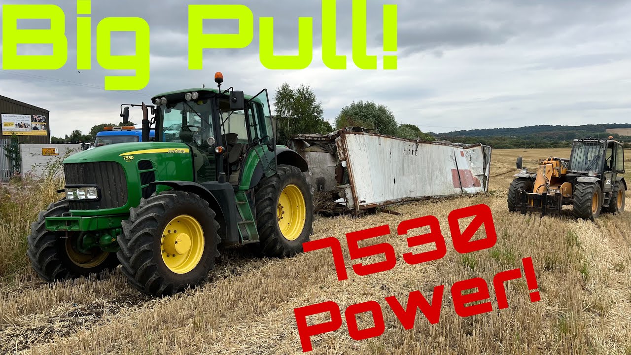 Shipping Container vs John Deere 7530 and JCB! Ems Spilling Oil!