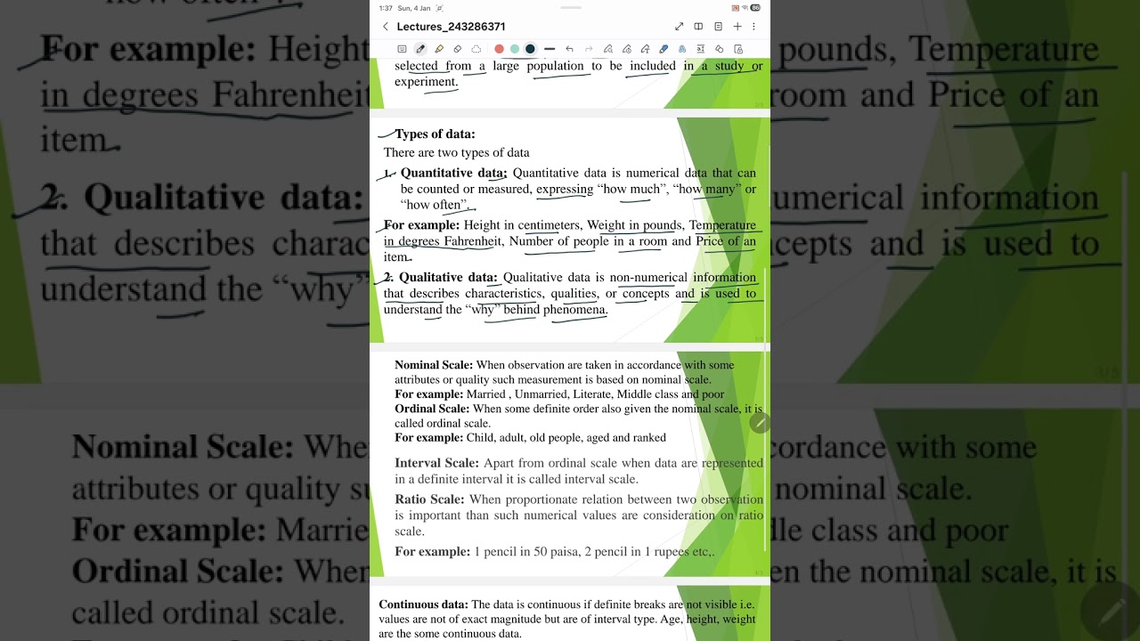 Type of data scale
