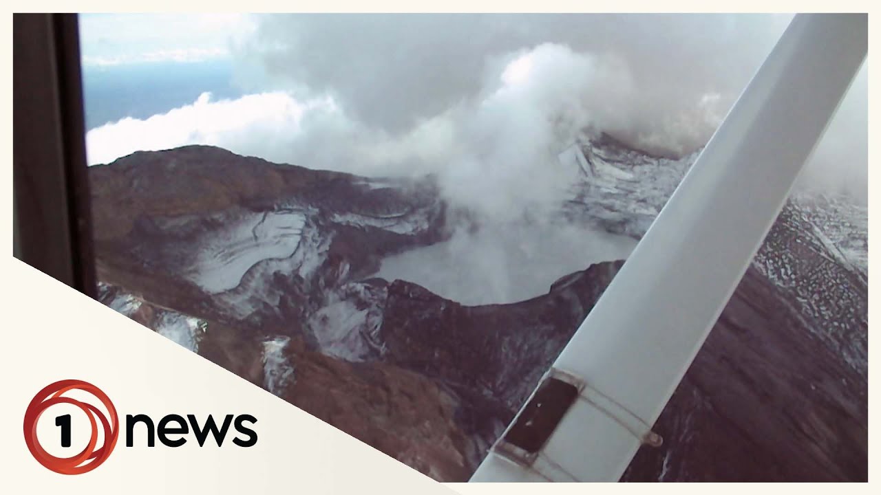 Aerial footage shows steam rising from Mt Ruapehu's crater lake