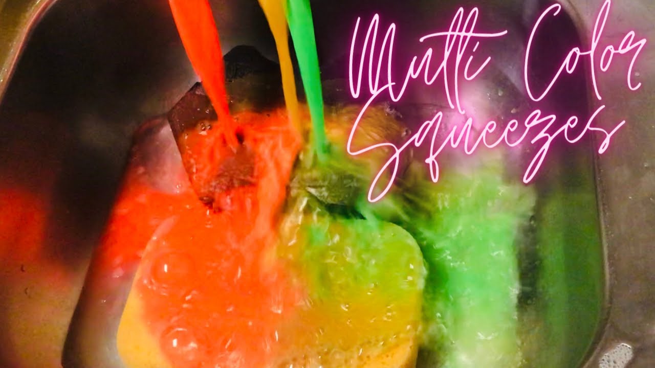 Multiple Color Sponge Squeezes 🧡💚💛Relaxing~Satisfying ASMR😴