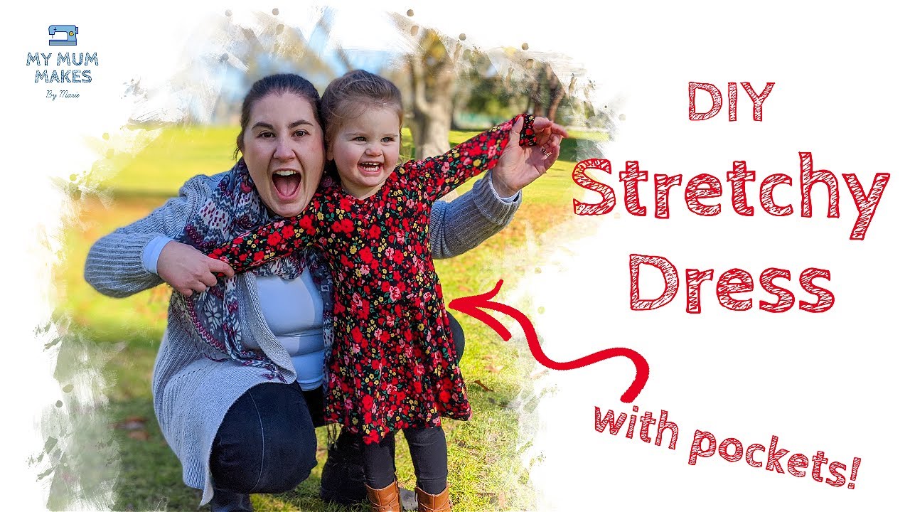 WINTER TODDLER DRESS DIY | Tips for perfect stretchy neckband & adding pockets | Sewing Kids Clothes