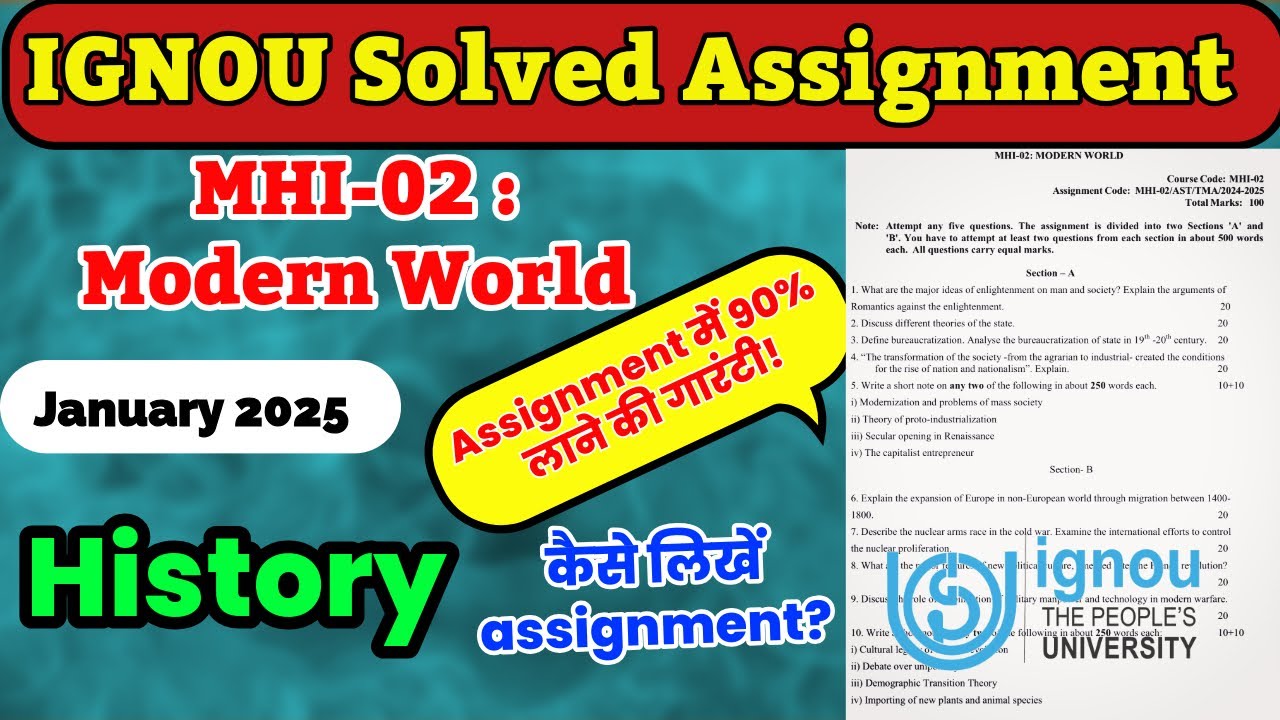 IGNOU MHI-02 Modern World Complete Solved Assignment | IGNOU MA History | #ignou #ignouhistory 