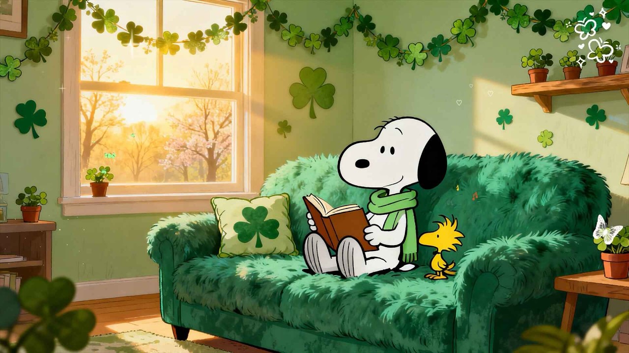 🍀 Snoopy & Woodstock’s Lucky Study Room ✨ Live 24/7 Soft Lofi Beats for Relaxing Study Sessions