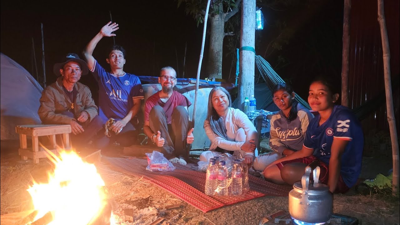 Camping on the farmland. Battambang 