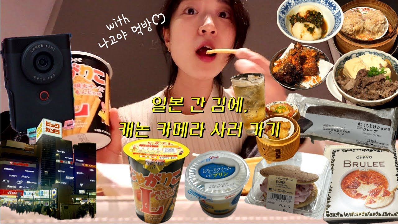 [일본여행브이로그]캐논카메라 한국보다 최대 20만원 저렴하게 사는 방법 (캐논파워샷V10) 나고야먹방 일본디저트, 이자카야와이로 기타등등