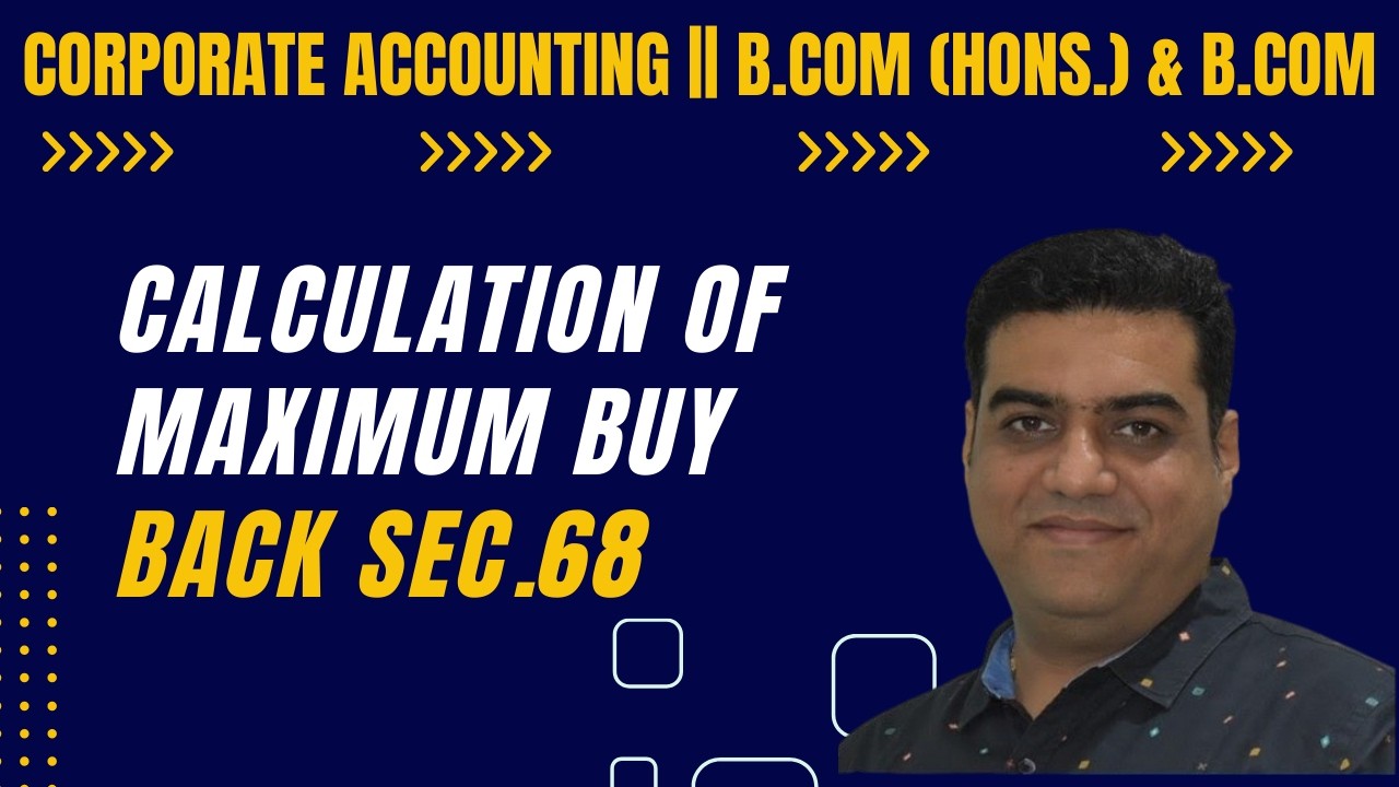 Class 3: Calculation of Maximum Buy Back Sec  68 || Corporate Accounting