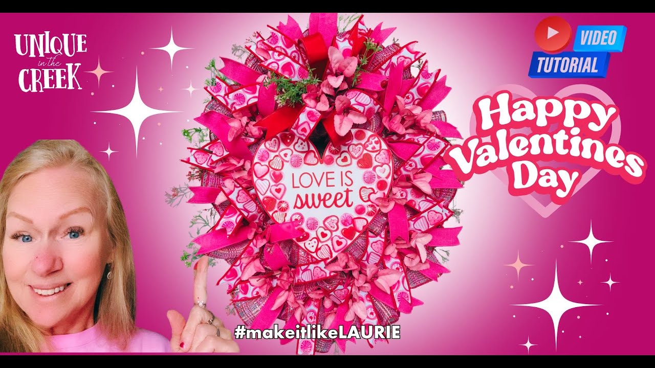 Love is Sweet Valentine Wreath on Unique in the Creek Oval Board - KIT214