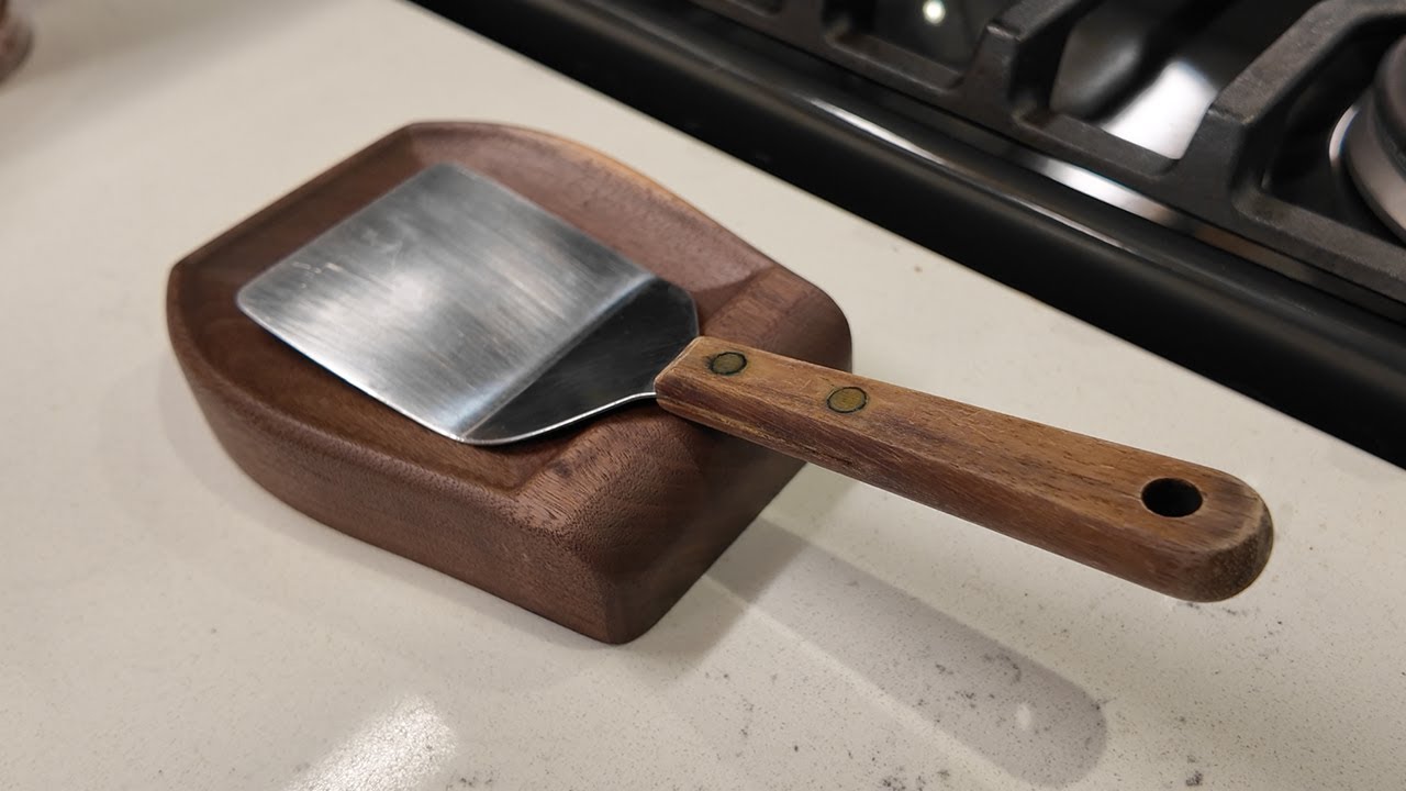 Kitchen utensil holder from black walnut