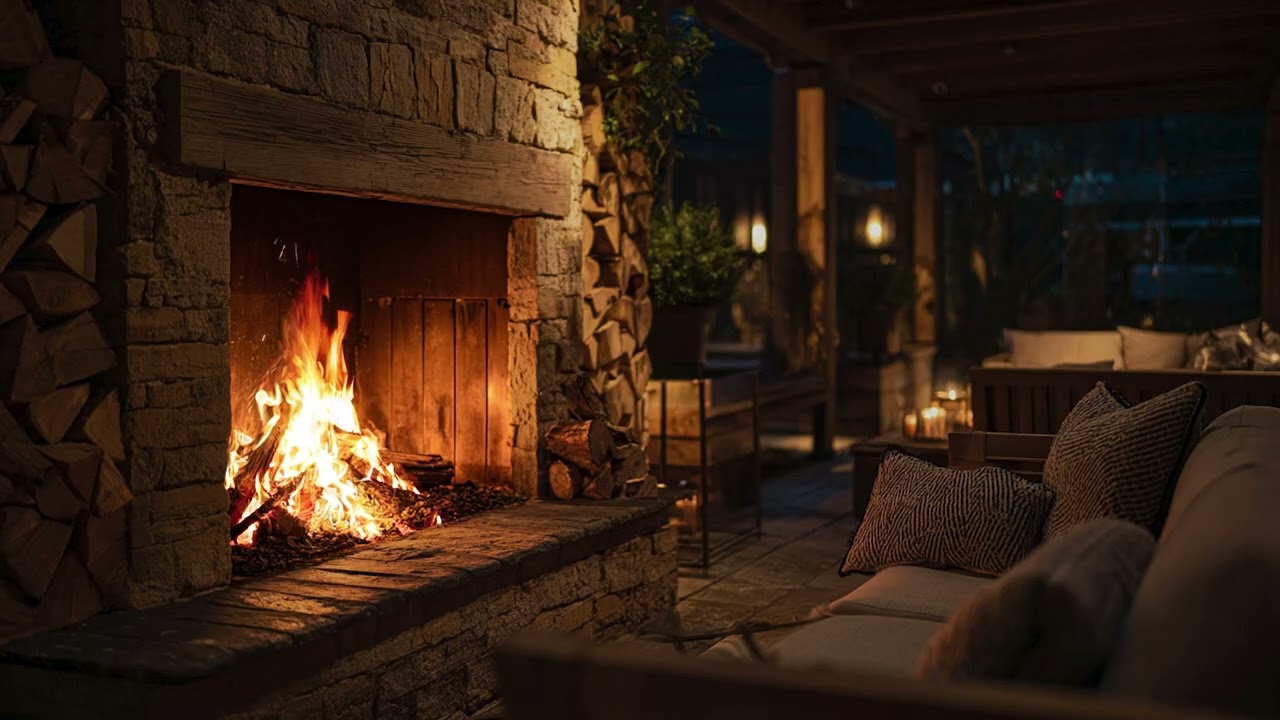 Warm Fireplace at Night | Relaxing Fire Crackling Sounds